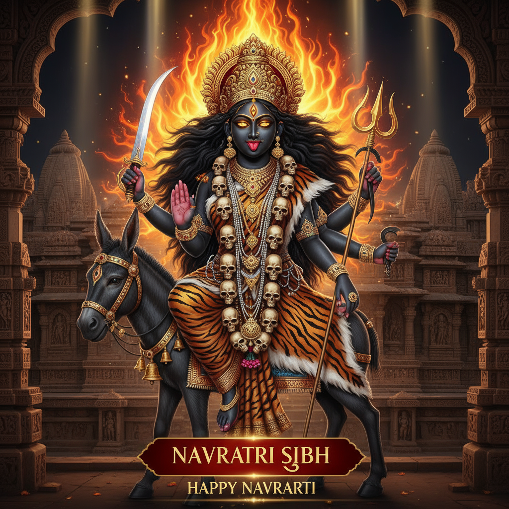 Maa Durga Maa Kali Aarti Lyrics : माँ दुर्गा माँ काली आरती- अम्बे तू है जगदम्बे काली 5 Navratri-Seventh- Day-Maa-Kalratri-image
