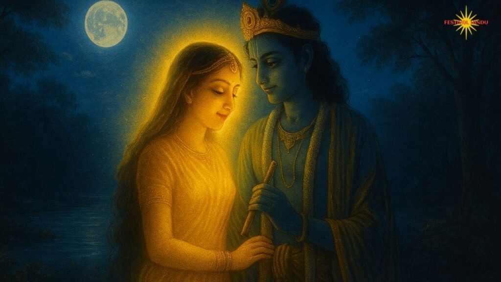 चंद्रमा की रोशनी में राधारानी और श्रीकृष्ण का मिलन | Festivalhindu.com