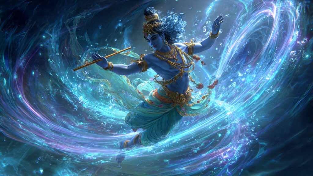 krishna dancing on kaliya serpent dynamic pose