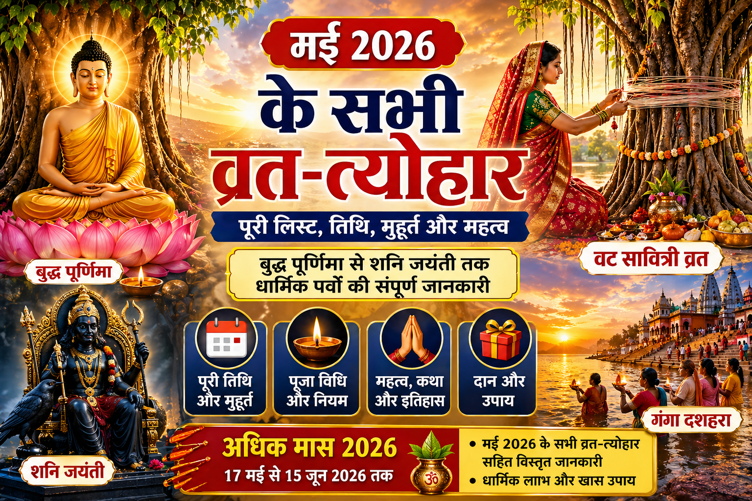 May month festival 2026 Buddha Purnima Vat Savitri Vrat Shani Jayanti Hindu festival image